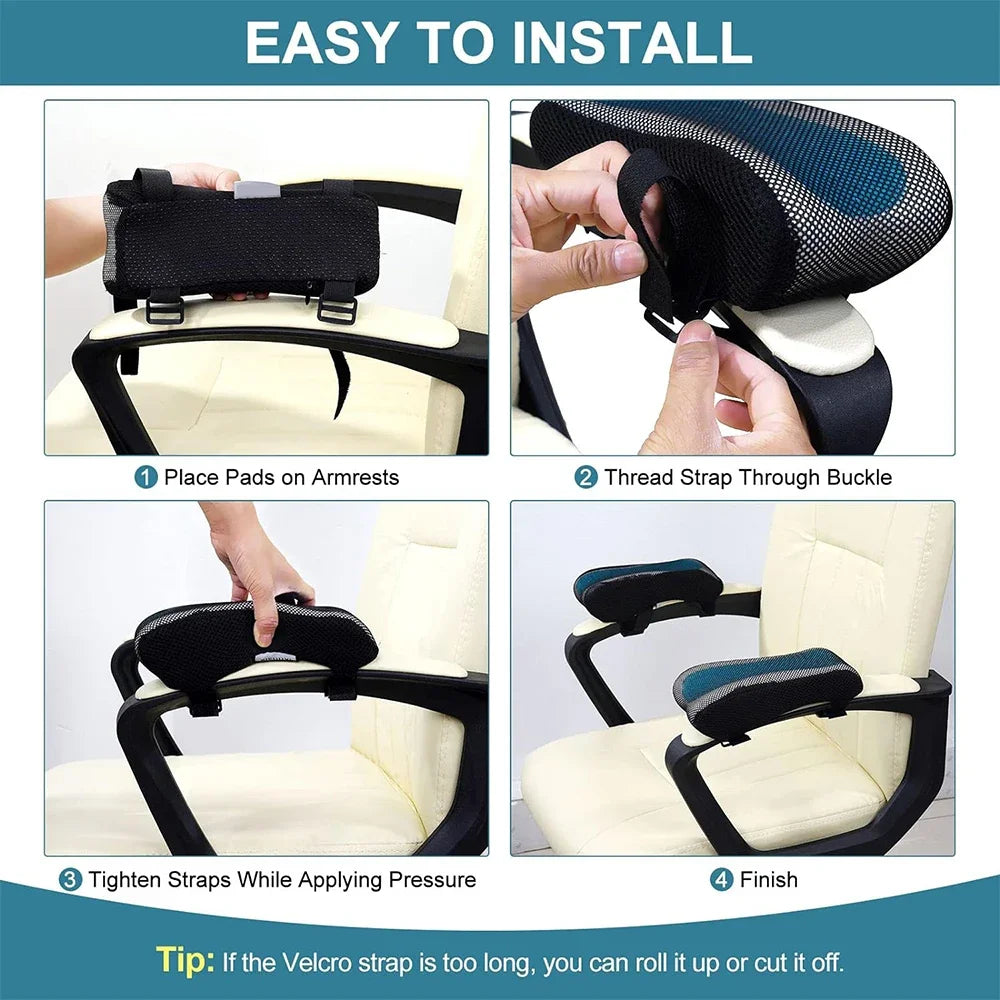 Memory Gel Armrest Pads by Povei: Soft, Comfortable, and Ergonomic Hand Rest for Office, Car, Game Chair