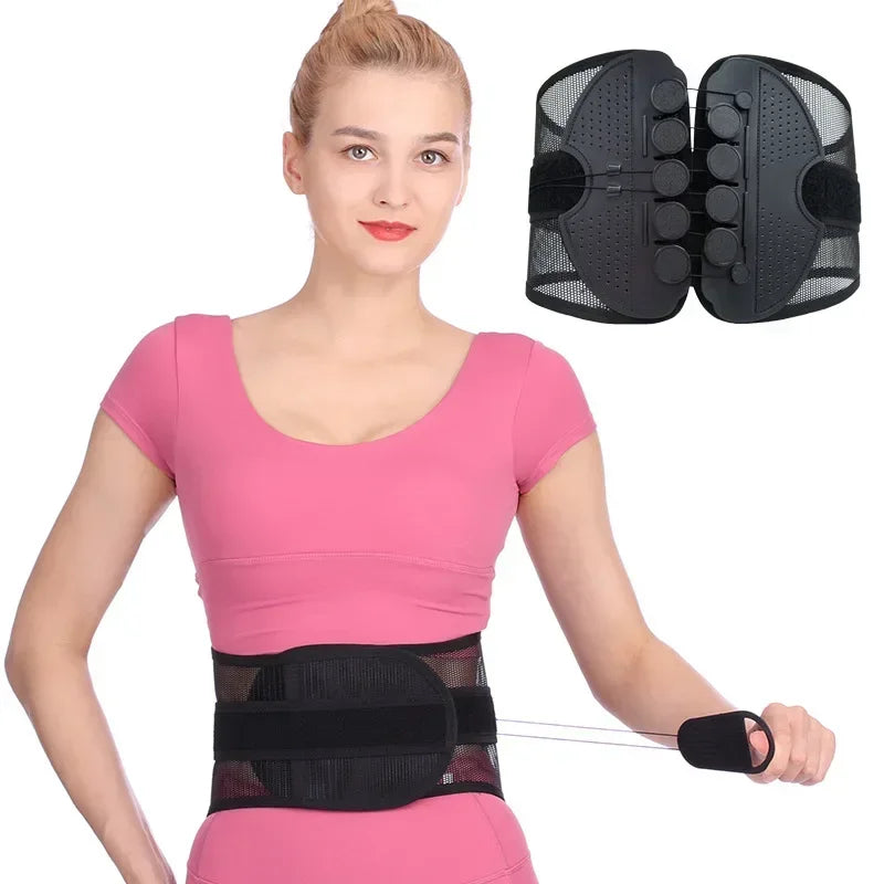 Povei Double Pull Lumbar Support Belt for Injury Muscle Posture Correction.