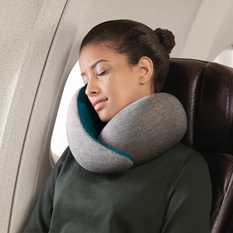 Povei Snail Style Memory Foam Travel Neck Pillow, Portable U-shaped Support