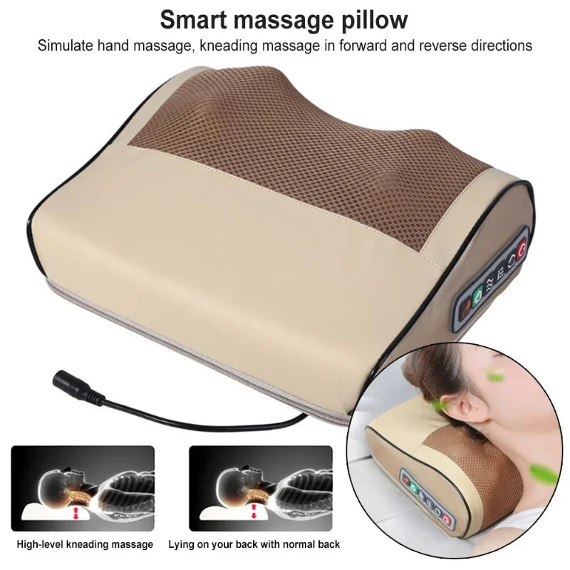 Povei Electric Neck Massager Pillow - Relaxation Massageador Device