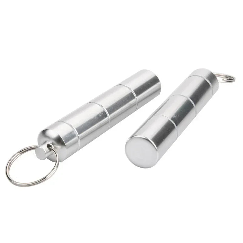 Povei Aluminum Pill Box Keychain - Sealed Medicine Storage Case