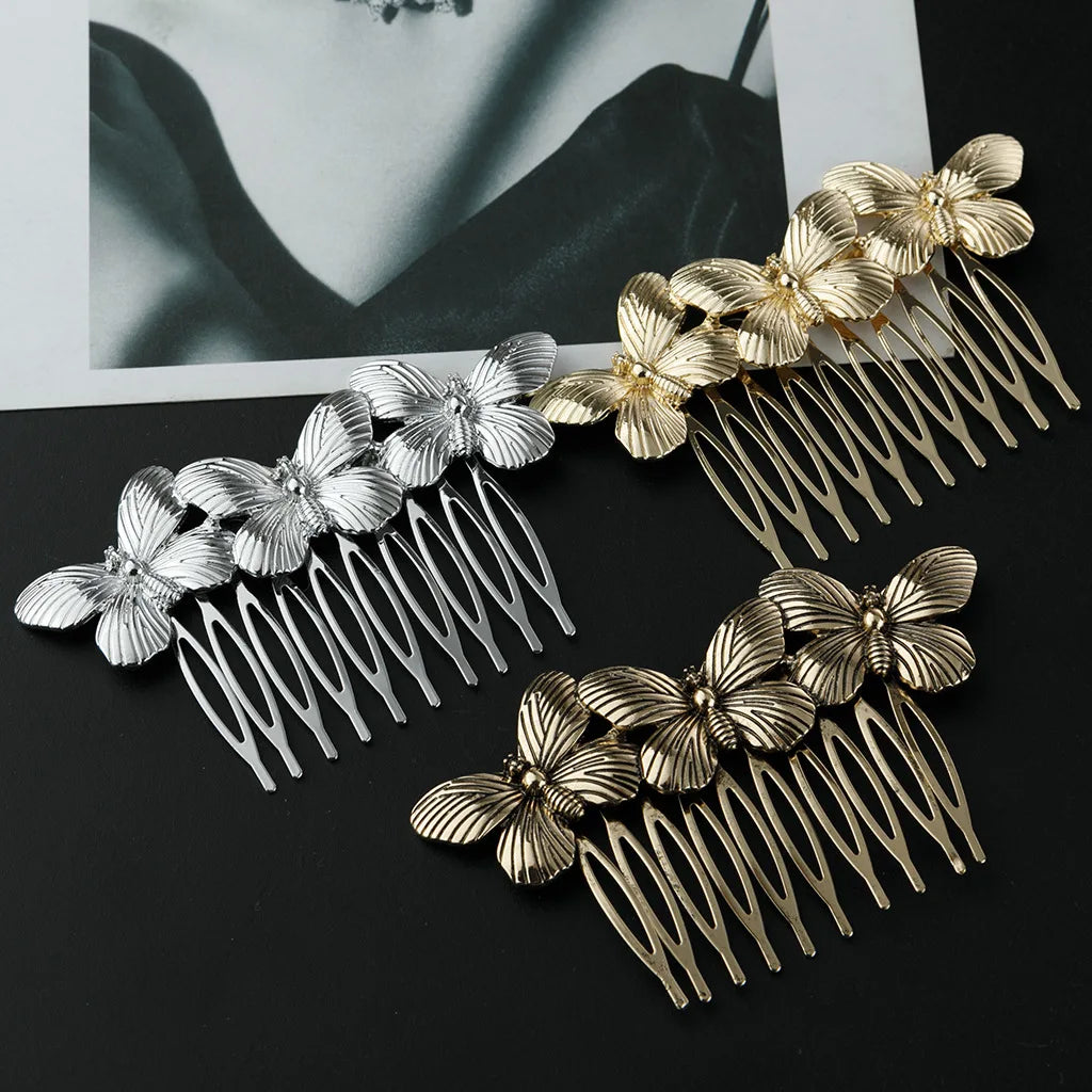 Povei Butterfly Hair Combs Bridal Wedding Side Clips Hair Accessories