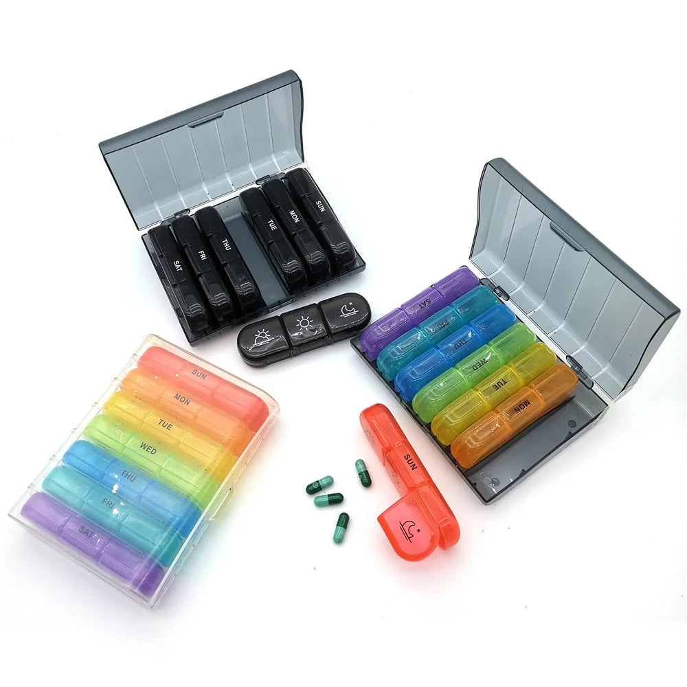 Povei 7-Day Pill Organizer with 21 Large Compartments for Vitamins and Medicine