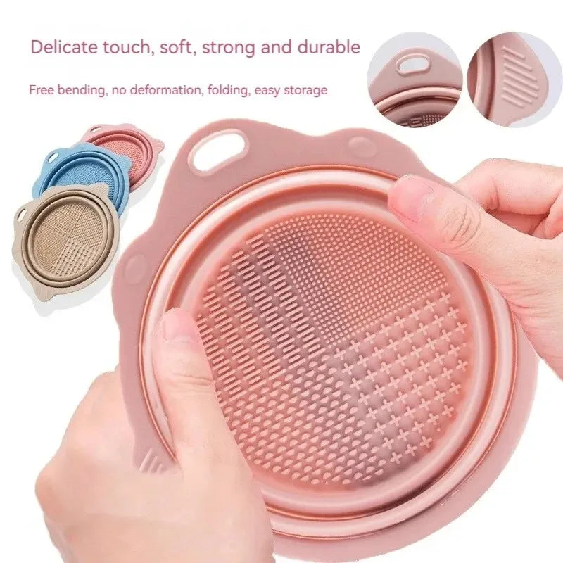 Povei Silicone Makeup Brush Cleaner Bowl Scrubber Pad Beauty Sponge Washing