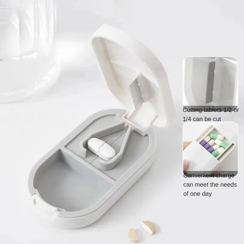 Povei Pill Cutter & Divider Organizer Crusher Mini Medicine Box