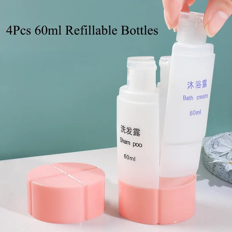 Povei 4-In-1 Refillable Squeeze Tube Bottle Set for Travel - Wholesale