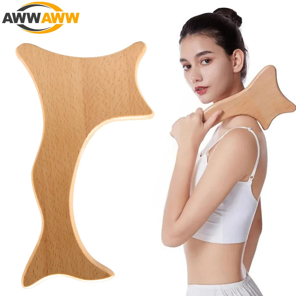 Povei Wooden Gua Sha Massager for Anticellulite Lymphatic Drainage & Muscle Relaxation