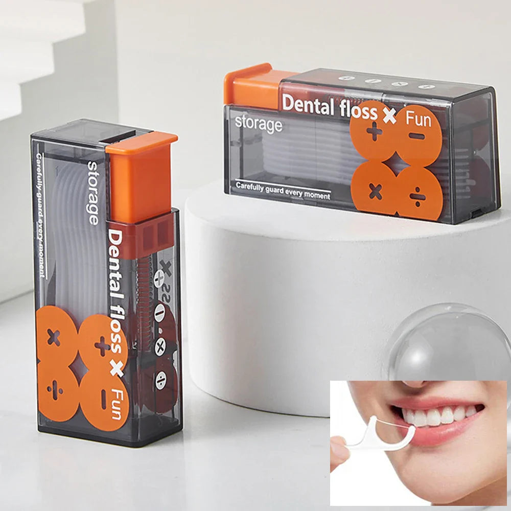 Povei Dental Floss Storage Box: Portable Dispenser with 10pcs Floss for Oral Care