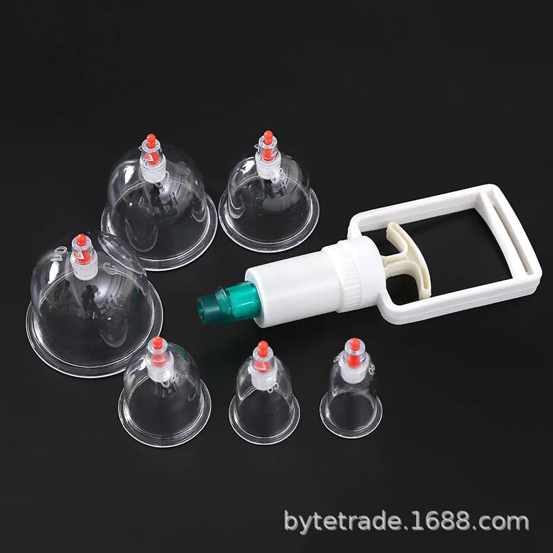 Povei 6Pcs Chinese Vacuum Cupping Massager Therapy Set for Slimming & Relaxation