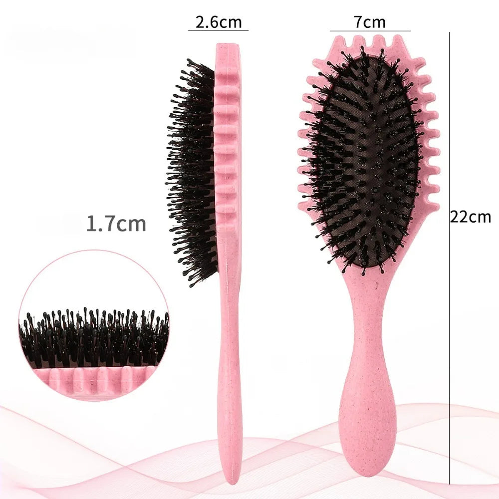 Povei Boar Bristle Curl Defining Brush & Detangling Comb for Styling Tools