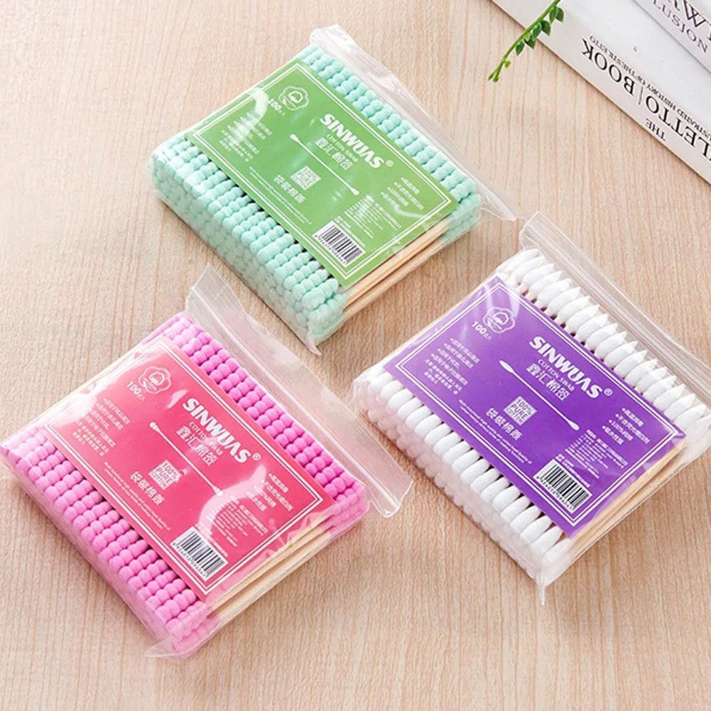 Povei Colorful Cotton Swabs 100 Pack