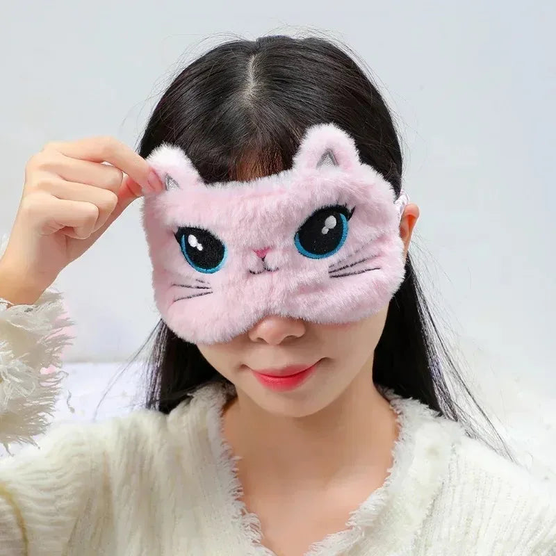 Povei Kids Cat Plush Eye Mask for Restful Sleep