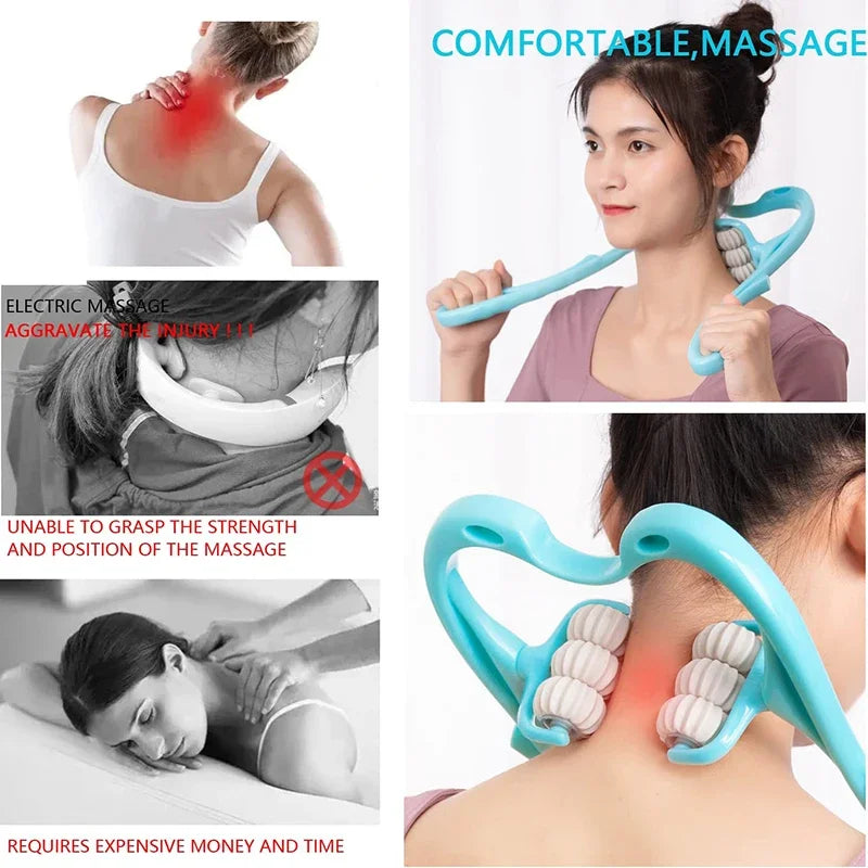 Povei 6-Wheel Cervical Massage Roller for Neck, Shoulder, and Back Relief