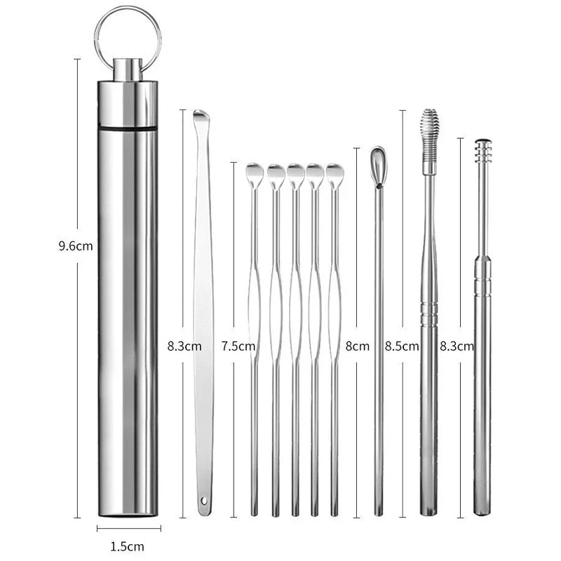 Povei Stainless Steel Ear Wax Pickers Set Earwax Remover Piercing Kit