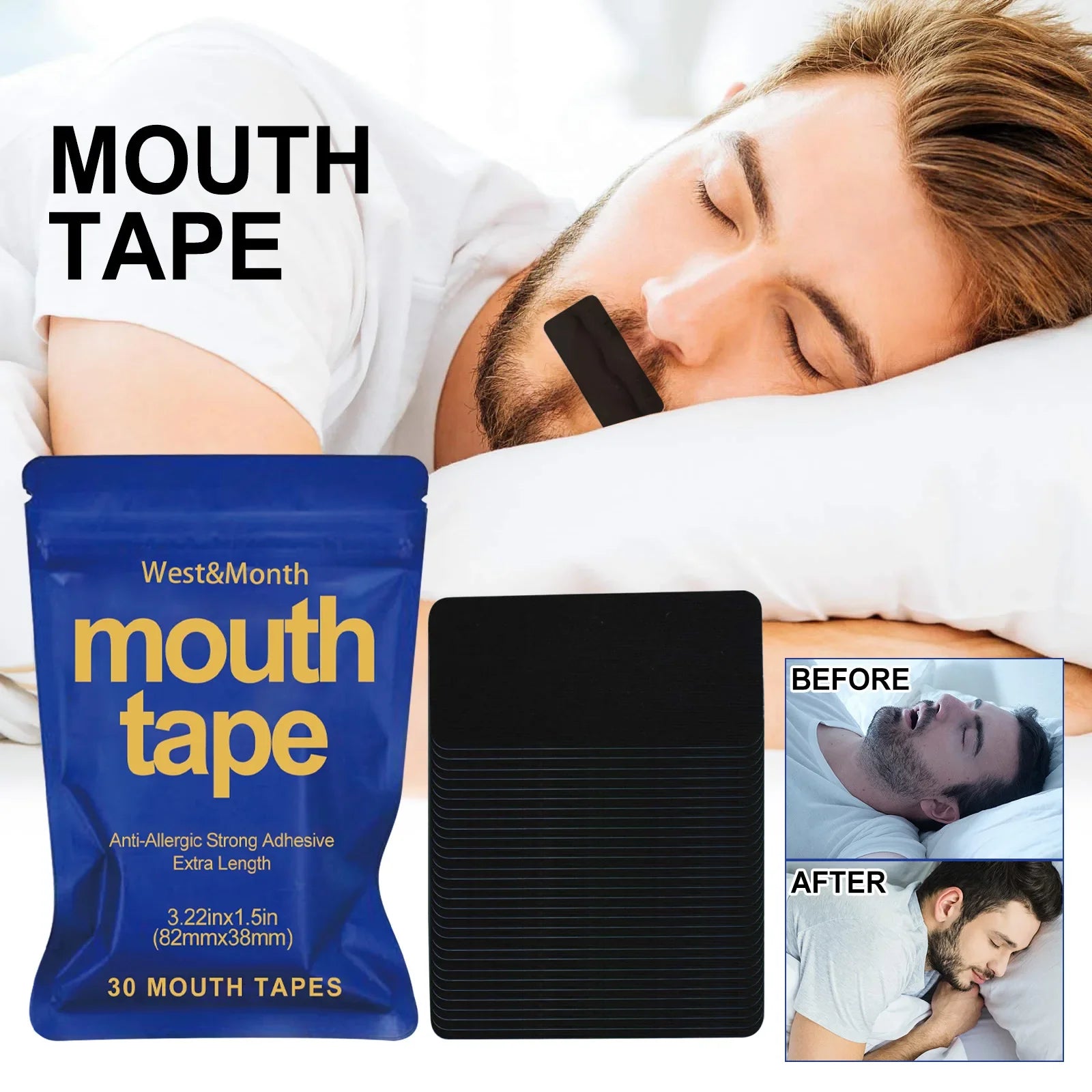 Povei Anti Snoring Mouth Tape for Better Sleep and Improved Breathing