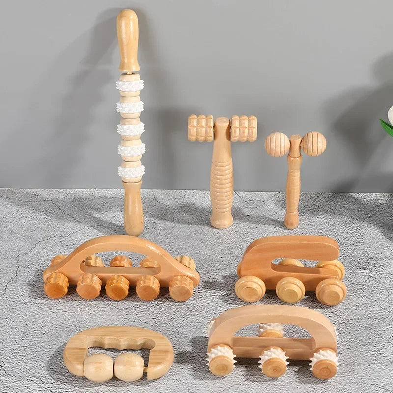 Povei Wooden Roller Massager for Relaxing Body Massage and Soothing Therapy