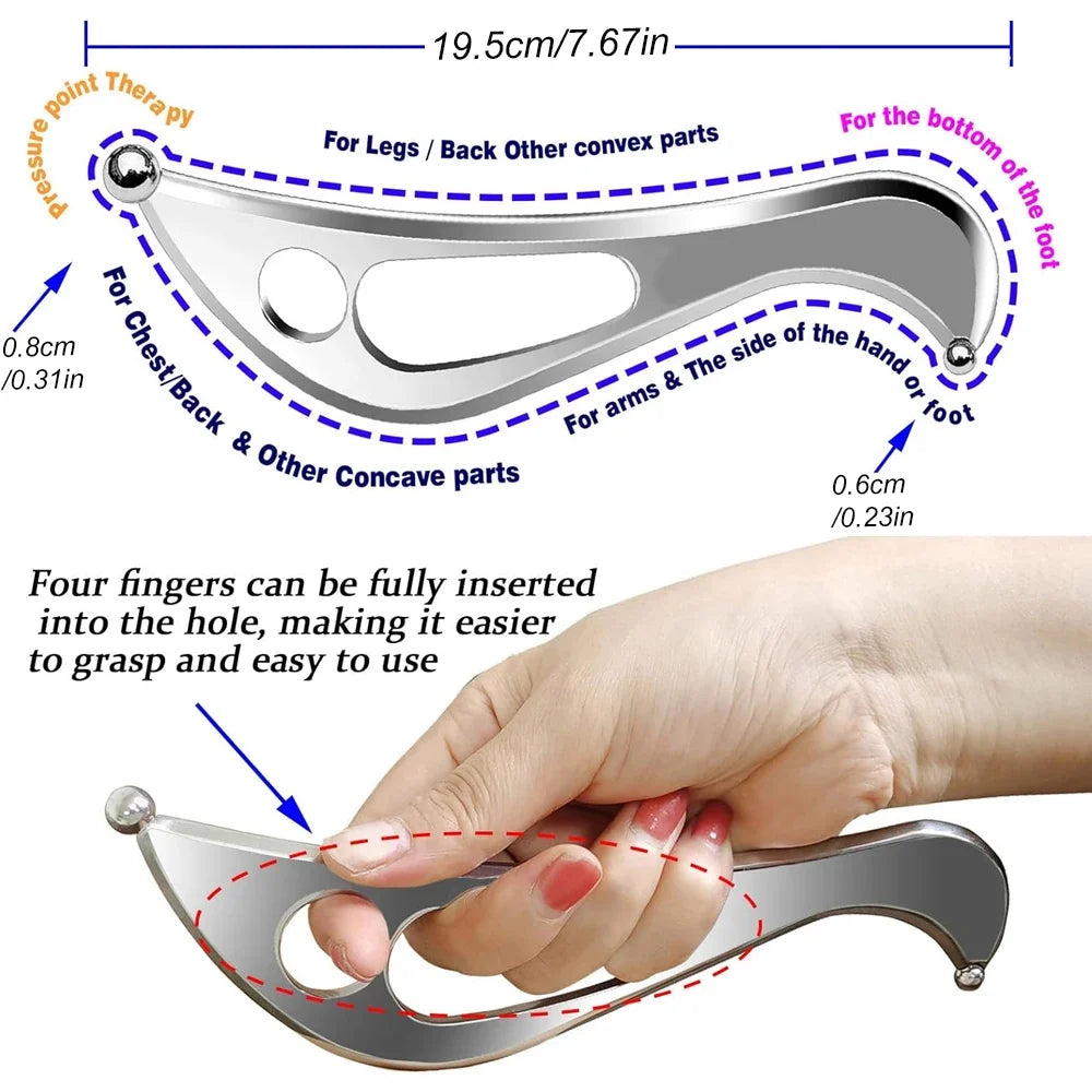 Povei Stainless Steel Scraping Massage Tool for Myofascial Release and Physical Therapy