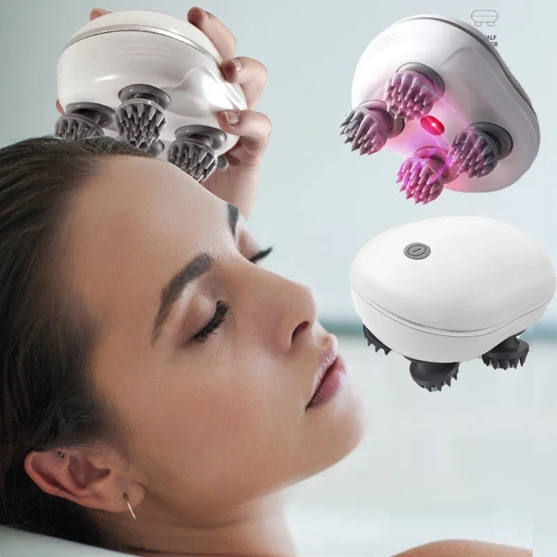 Povei Electric Scalp Massager Red Light Therapy Head Relaxation Massage Tool.