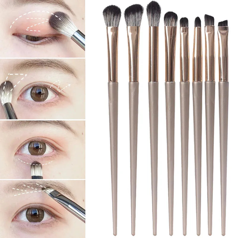 Povei 8-Piece Makeup Brushes Set for Eyes in Stylish Bag