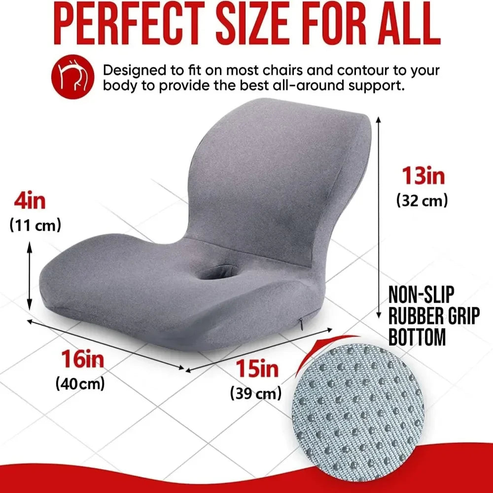 Memory Foam Seat Cushion & Lumbar Support Pillow by Povei