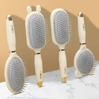 Povei Air Cushion Massage Cleaning Comb for Fluffy Long Hair - Anti Static Hairbrush