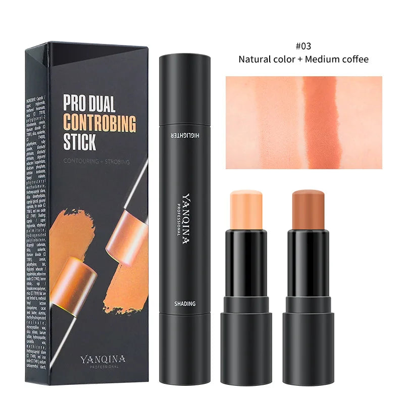 Povei Double-Ended Bronzer Stick Shimmer Illuminator Creamy Face Makeup