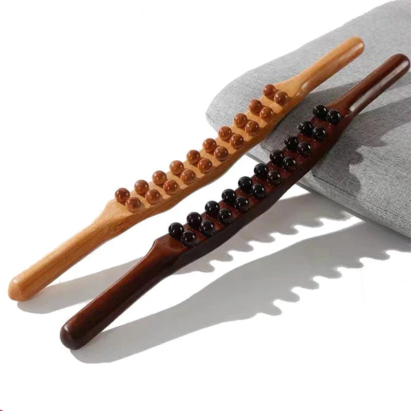 Povei Carbonized Wood Gua Sha Massage Stick Muscle Relaxing Therapy Wand