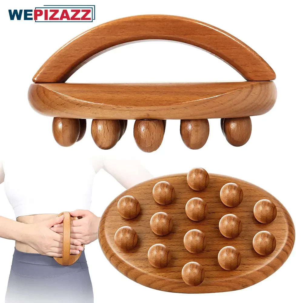 Povei Wood Therapy Fascia Release Massager Brush for Cellulite Massage and Body Sculpting