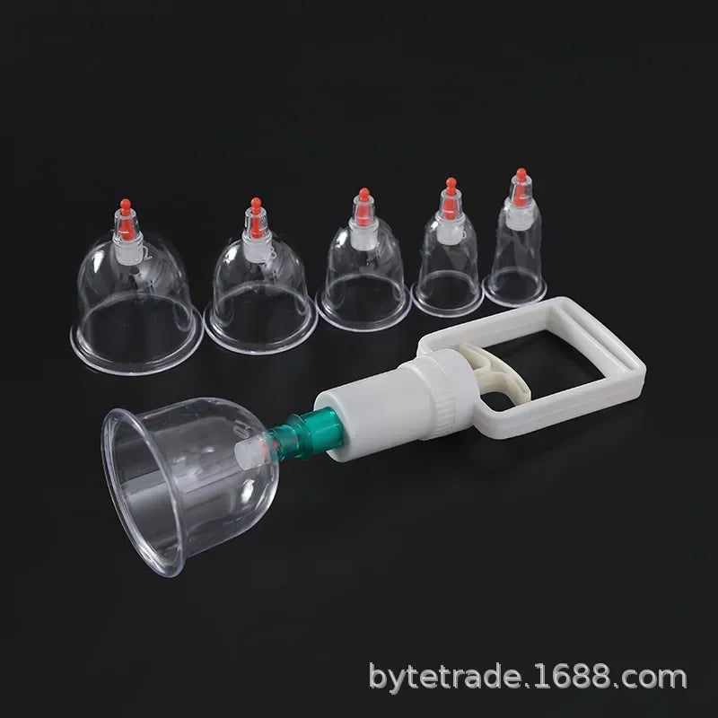 Povei 6Pcs Chinese Vacuum Cupping Massager Therapy Set for Slimming & Relaxation