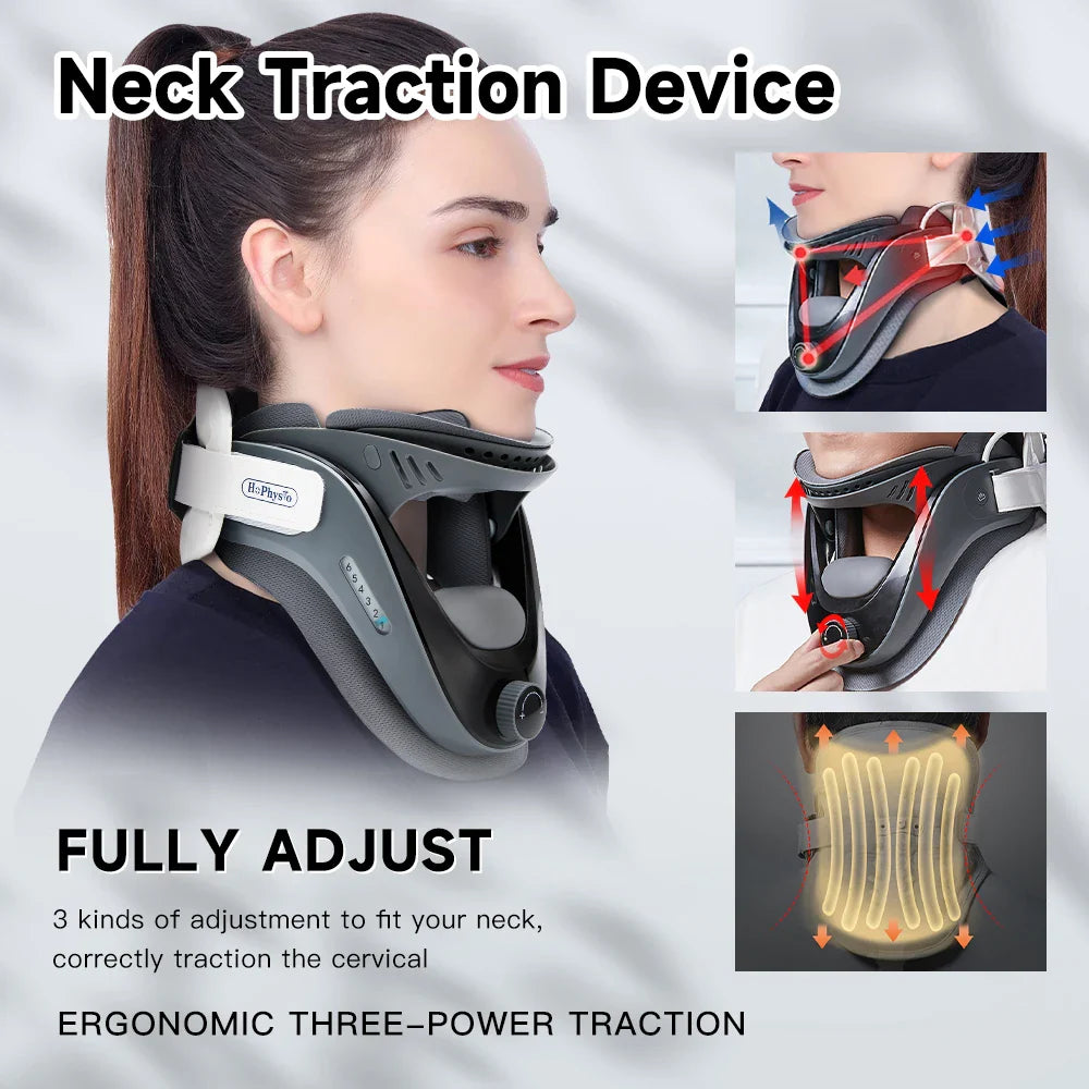 Povei Cervical Traction Chiropractic Neck Brace for Posture Correction and Support