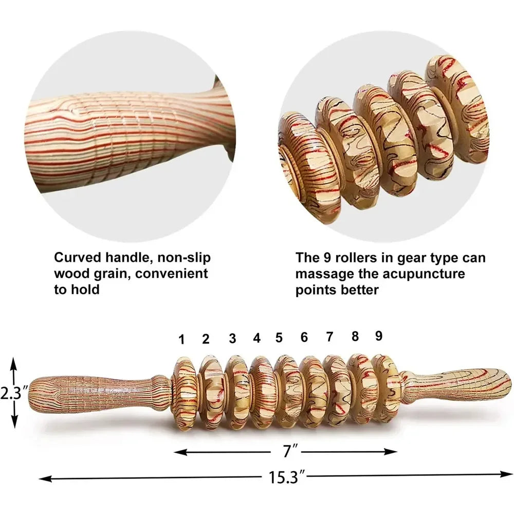 Povei Wood Therapy Massage Roller for Body Shaping and Cellulite Reduction