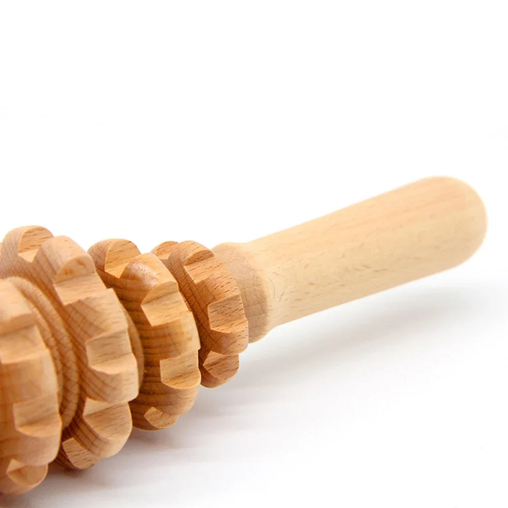 Povei Wooden Massage Roller for Cellulite, Muscle Tension Relief & Skin Health Support