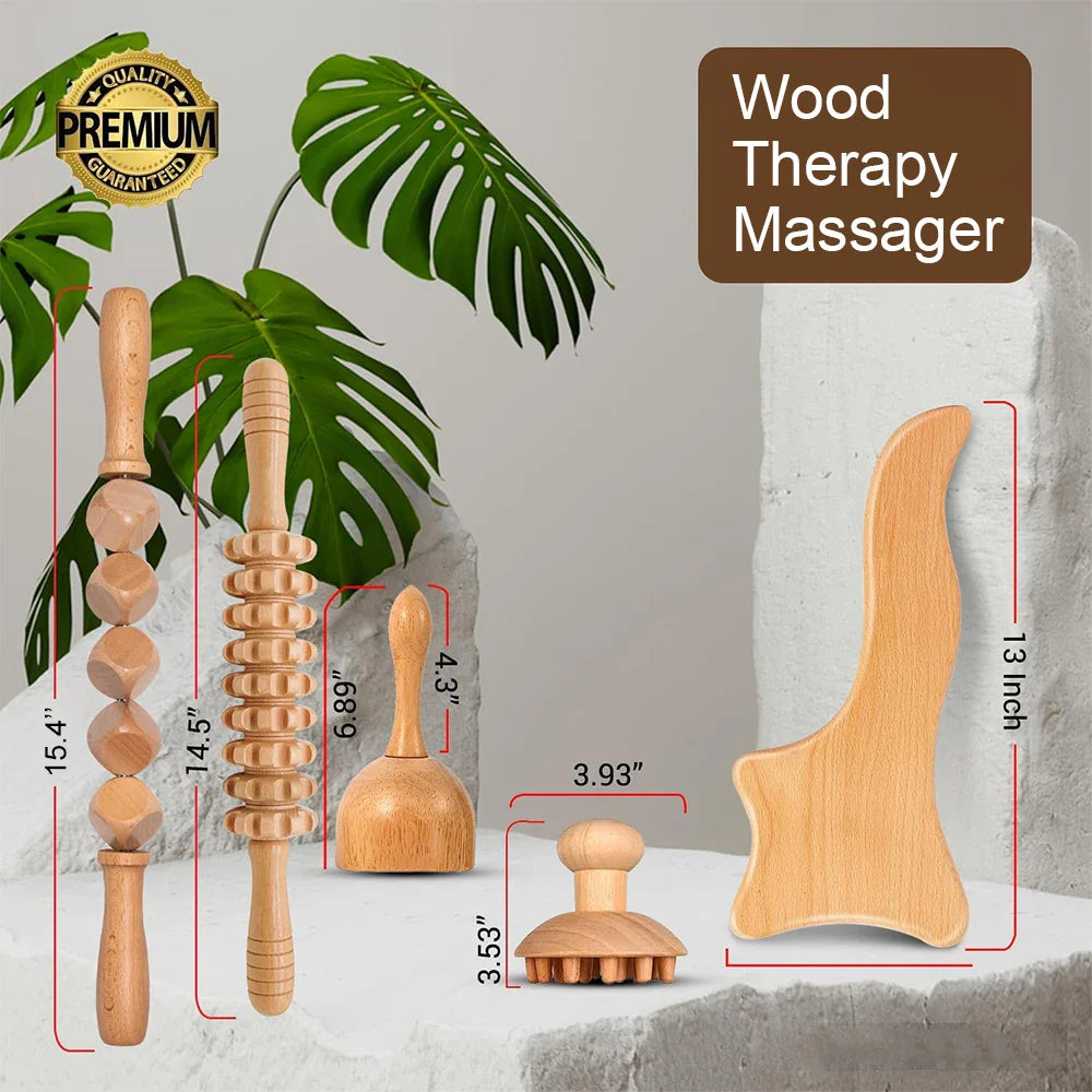 Povei Wood Therapy Massage Tools for Body Sculpting and Relaxation