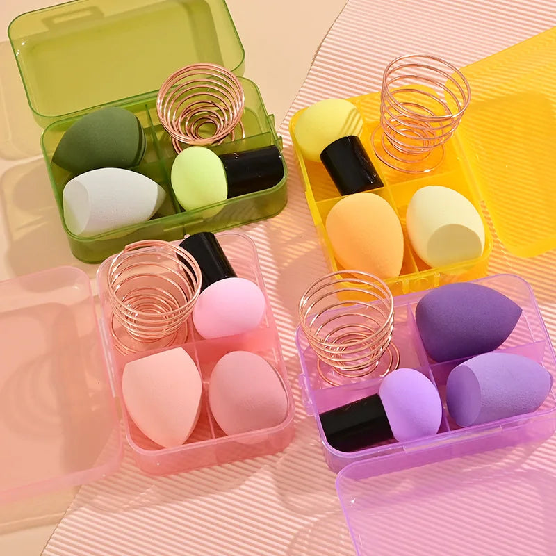 Povei Beauty Egg Blender Brush Set - 4pcs Makeup Sponge & Powder Puffs