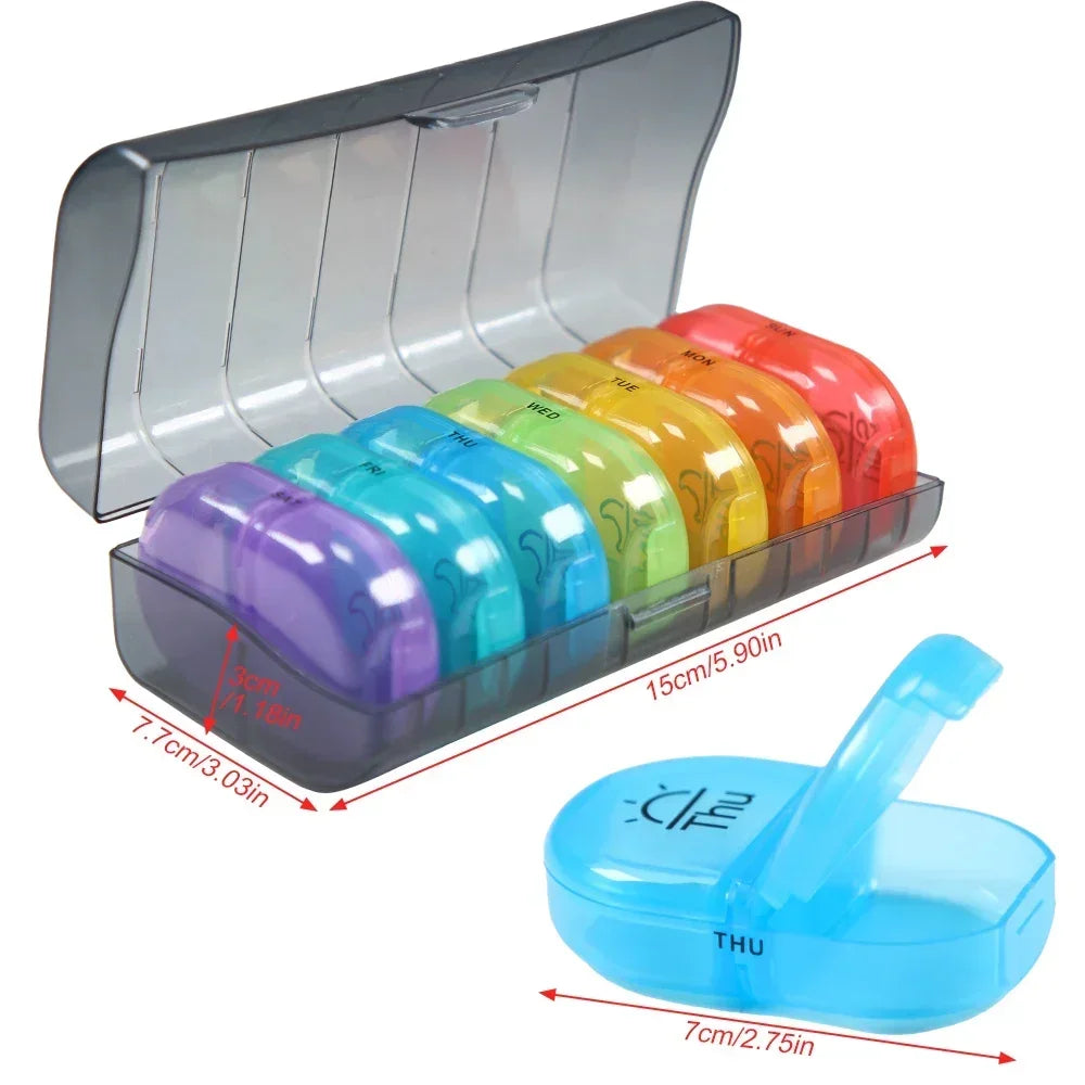 Povei Weekly AM PM Pill Organizer with 7 Daily Pockets