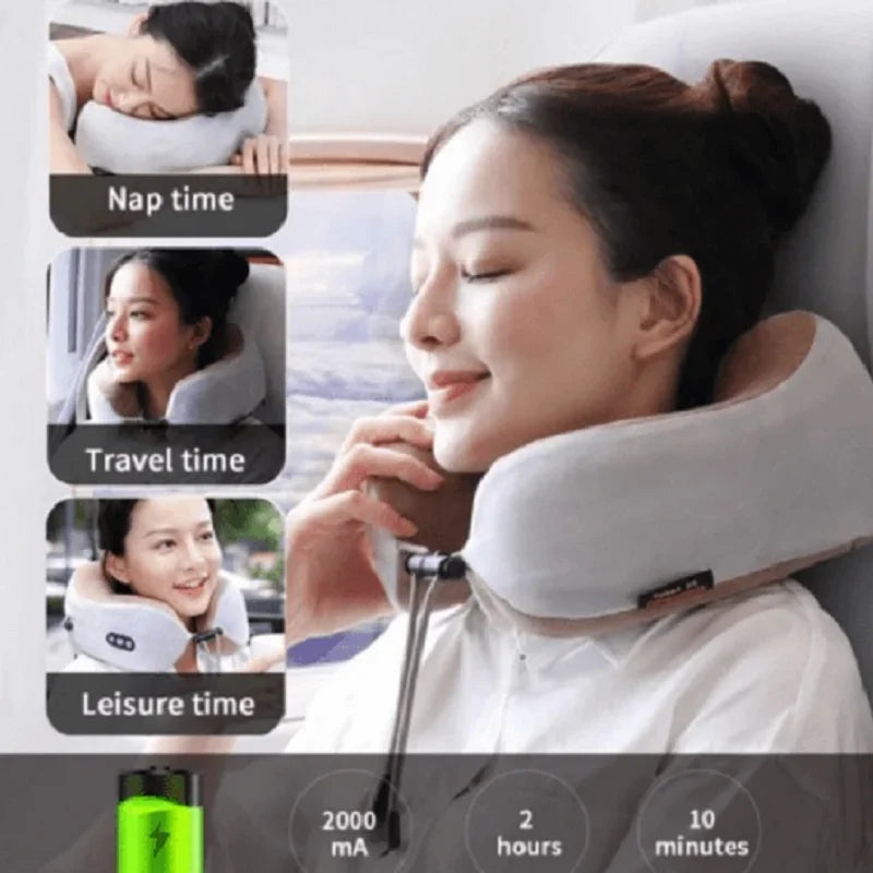 Povei Electric Neck Massager U-Shaped Pillow – Portable Relaxing Shoulder Cervical Massager