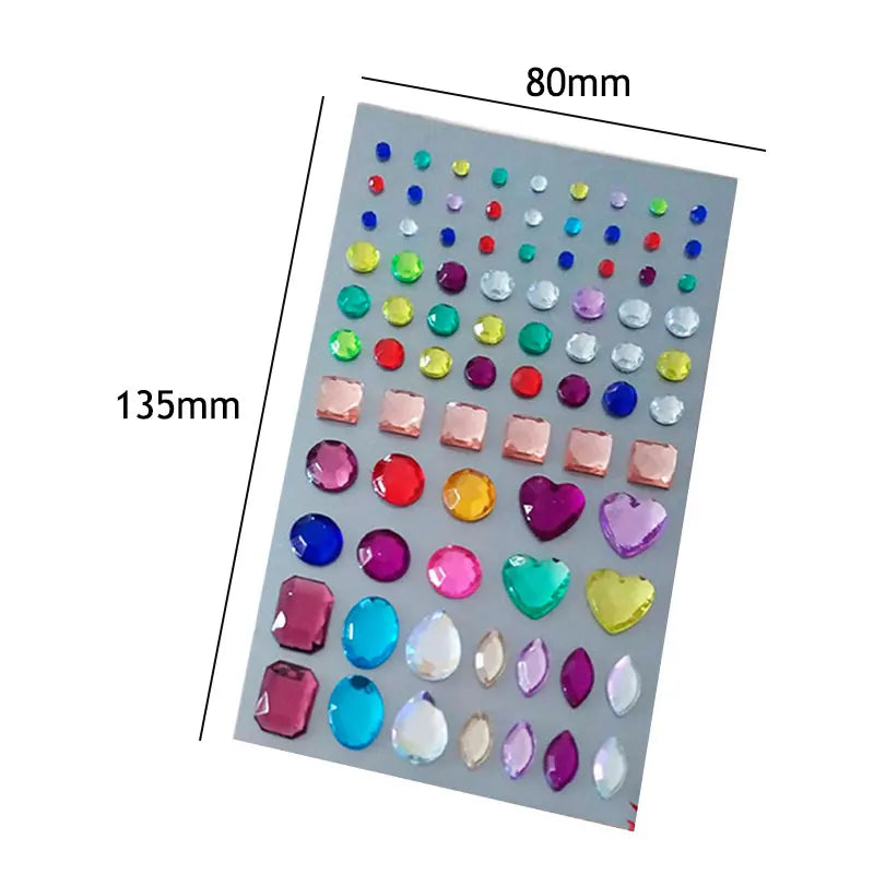 Povei 3D Face Jewels Rhinestone Mixed Jewelry Stickers Face Gems Eyebrow Nail Craft