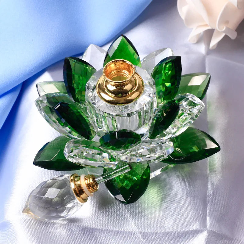 Lotus Flower Glass Perfume Bottle by Povei - Elegant Home Decor and Women's Gift