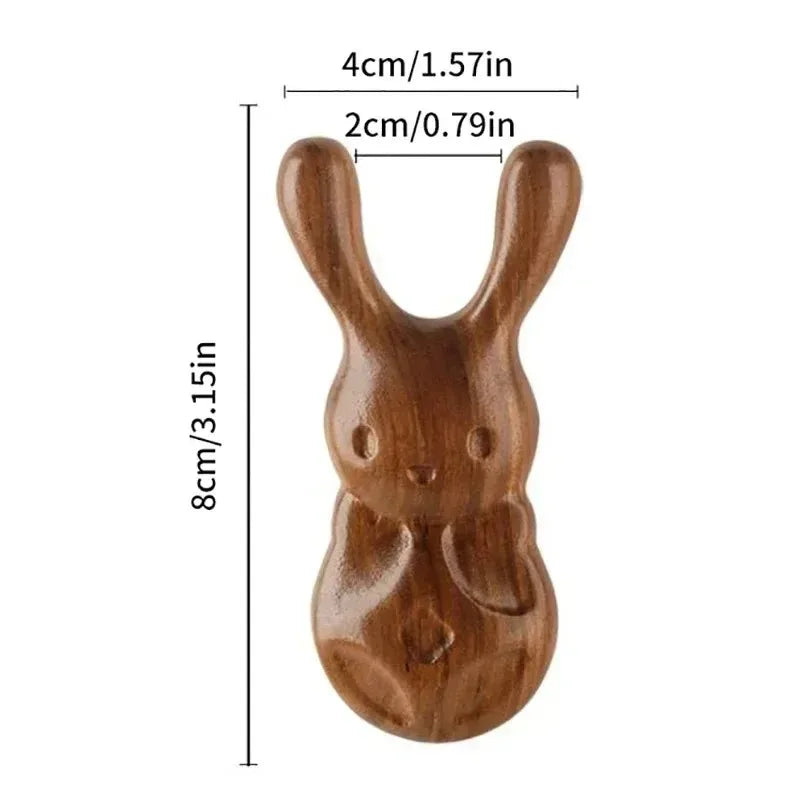 Povei Rabbit Shape Sandalwood Massage Comb - Rhinitis Relief & Blood Circulation Boost