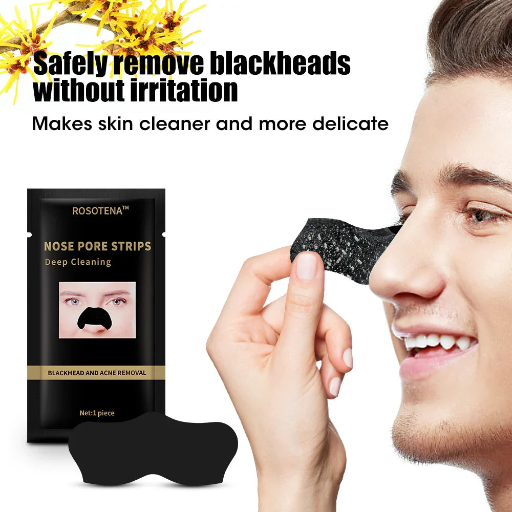 Povei Bamboo Charcoal Nose Patches for Blackhead Removal and Deep Pore Cleansing