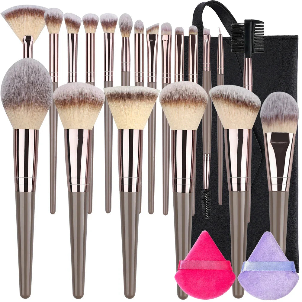 Povei Champagne Makeup Brush Set: Professional Beauty Tools for Foundation, Blush, Eyeshadow