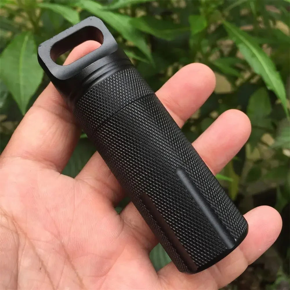 Povei Aluminum EDC Survival Capsule: Waterproof Pill Case Holder and Container