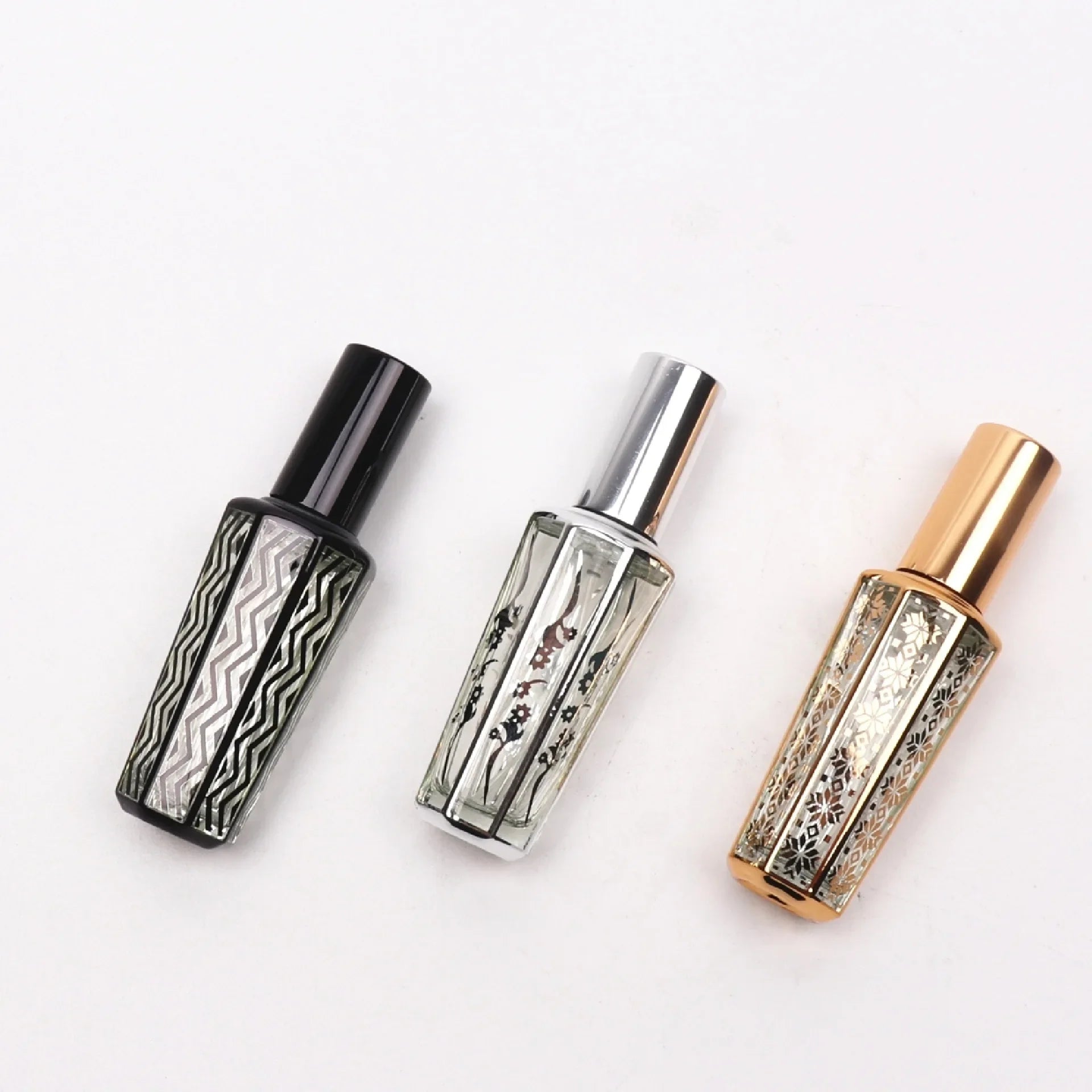 Povei 15ml Mini Perfume Spray Bottles in Gold, Silver, and Black