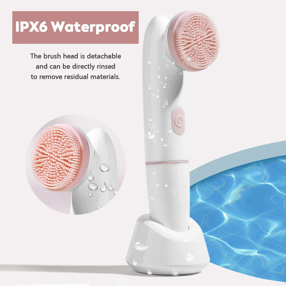 Povei Dual Speed Electric Face Cleanser: Waterproof Vibrating Facial Brush