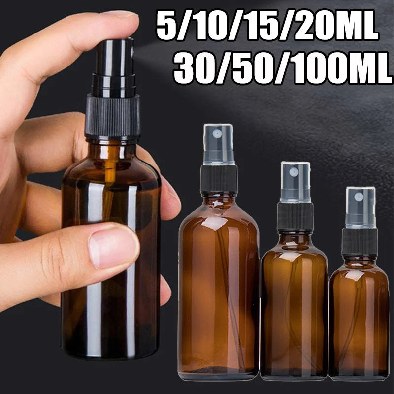 Povei Amber Glass Spray Bottle for Essential Oils & Perfume, Refillable 5-100ML