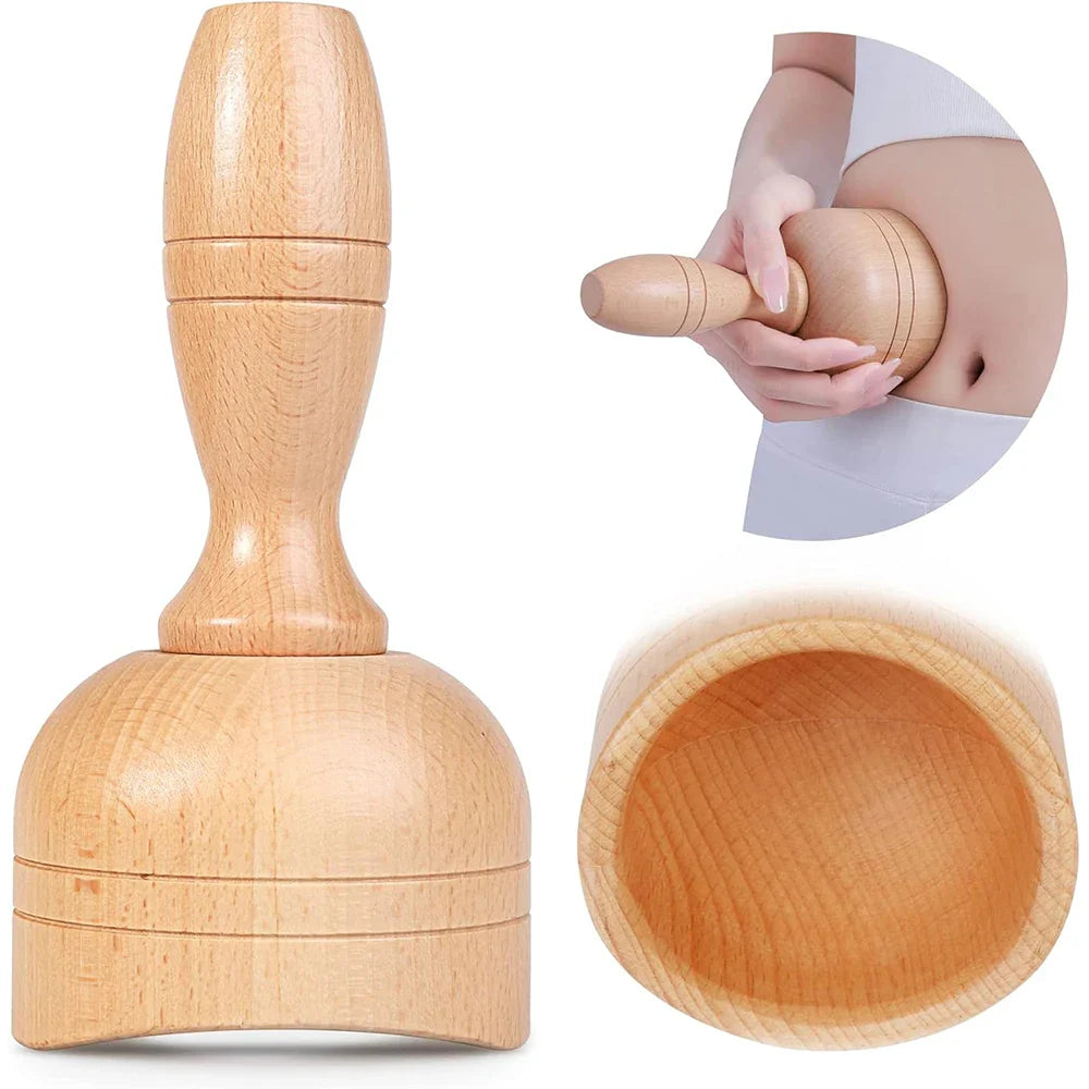 Povei Handheld Wood Massage Cup Swedish Wood Therapy Trigger Point Release