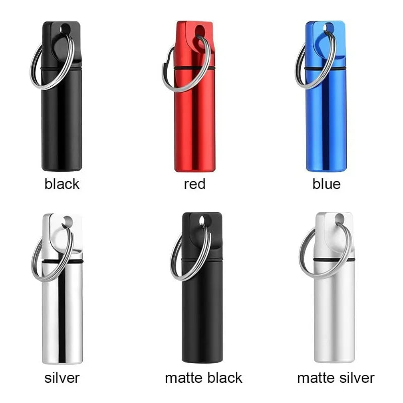 Waterproof Aluminum Pill Box Keychain Carabiner Medicine Case by Povei