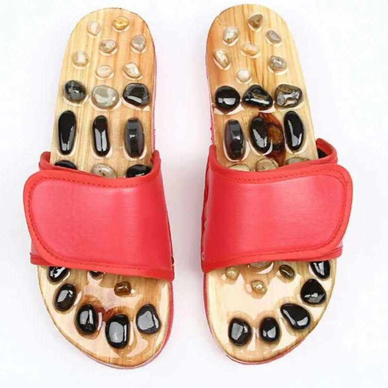 Povei Reflexology Pebble Stone Foot Massager Slippers for Men Women