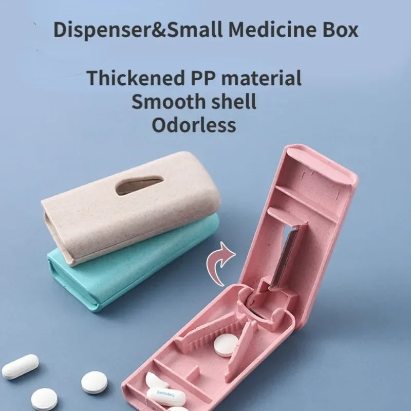 Povei Pill Cutter Box: Portable Medicine Tablet Splitter Holder