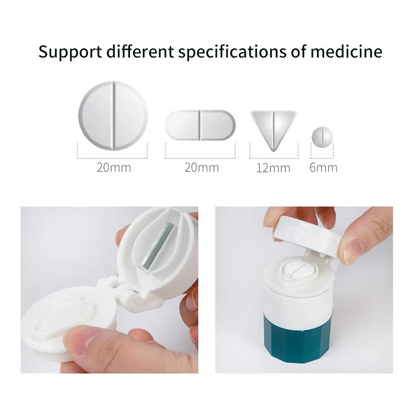 Povei 4-Layer Pill Crusher and Storage Box for Powder Tablet Grinding and Cutting